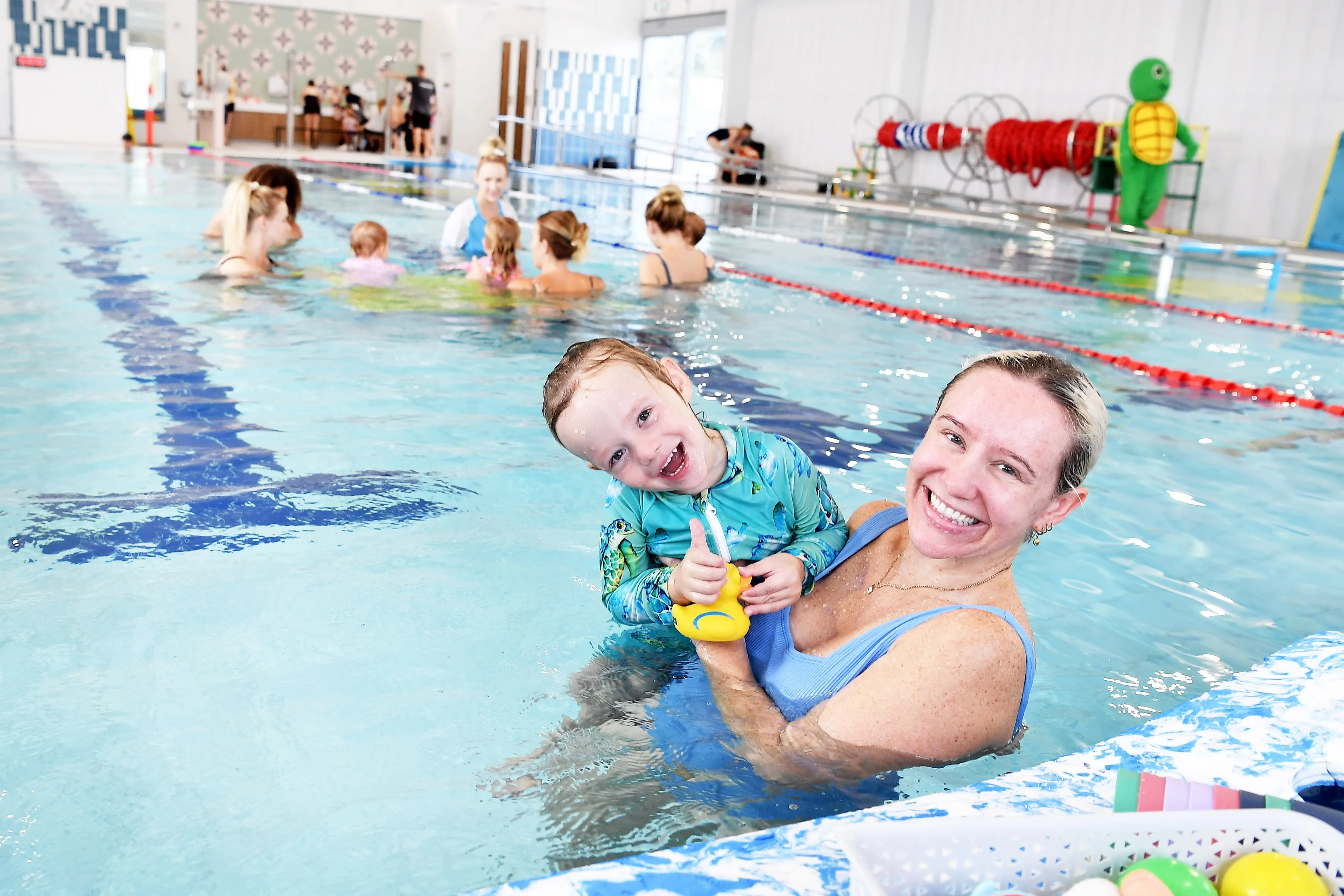 Children enjoying the new 20-metre indoor program pool, completed as part of the Stage One upgrade at Kawana Aquatic Centre