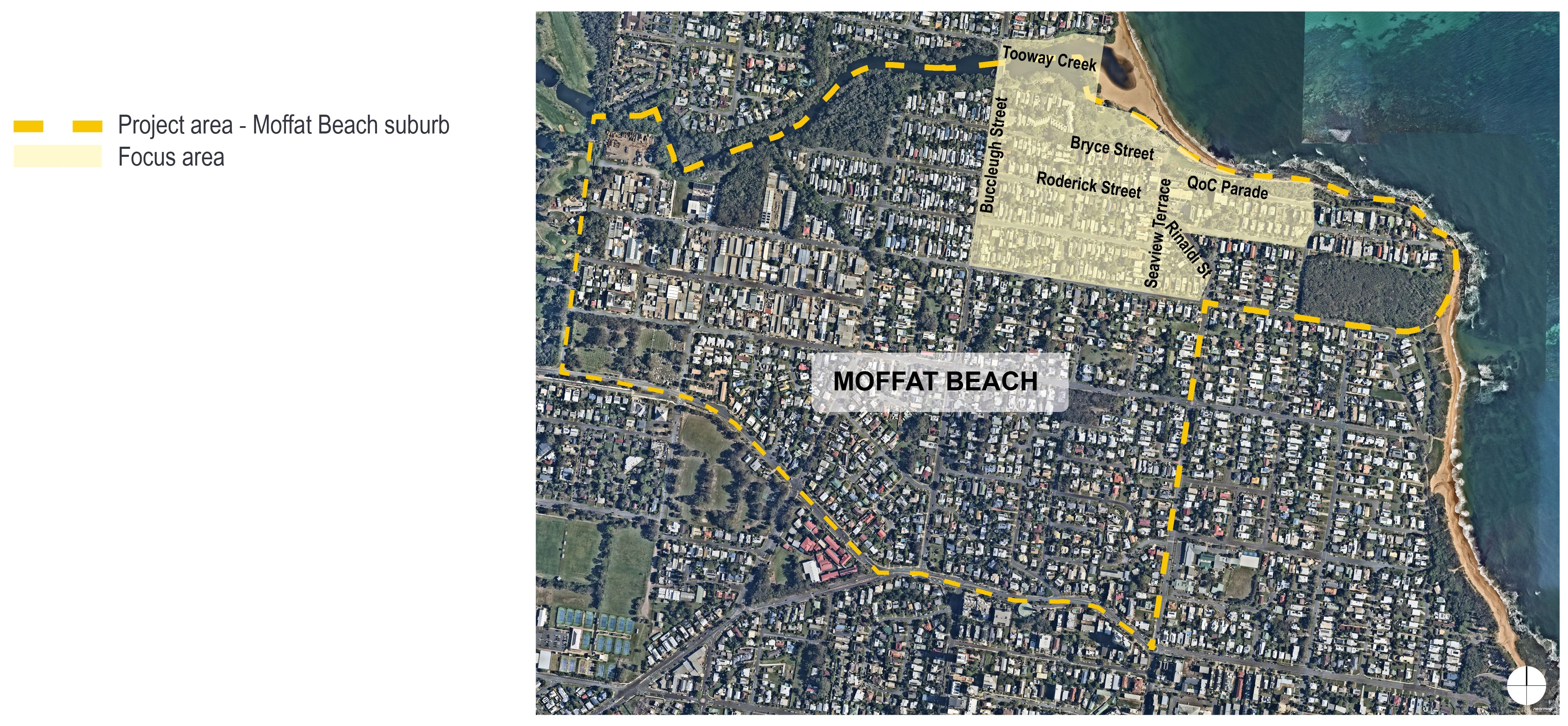 Map of Moffat Beach Place Plan site extents